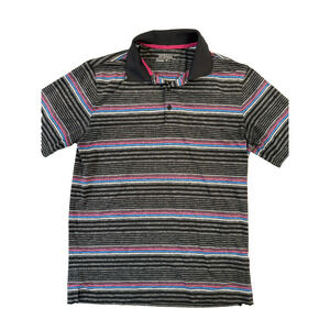 Nike Golf Polo Shirt Mens Medium Black Striped Dri-FIT Tour Performance Golf Fit